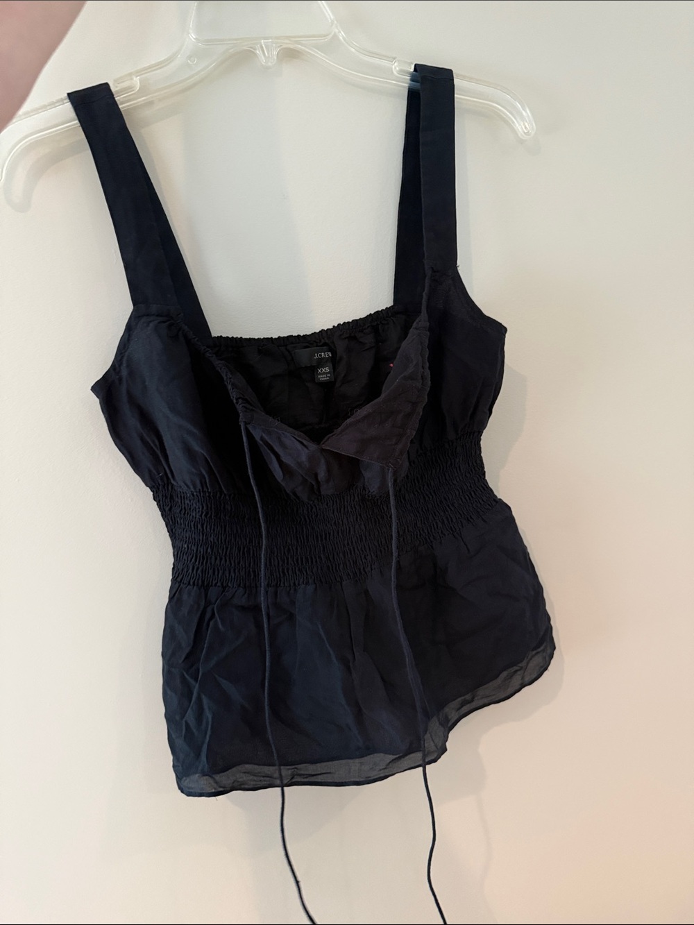 J. Crew Black Smocked Waist Camisole